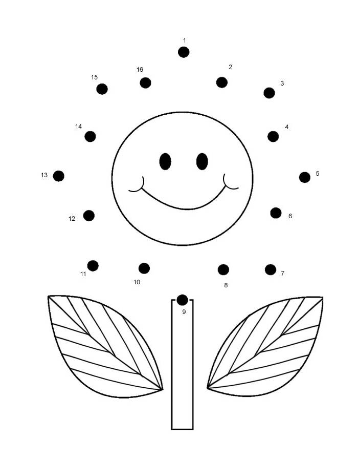 Sunflower Dot-to-Dot Coloring Page