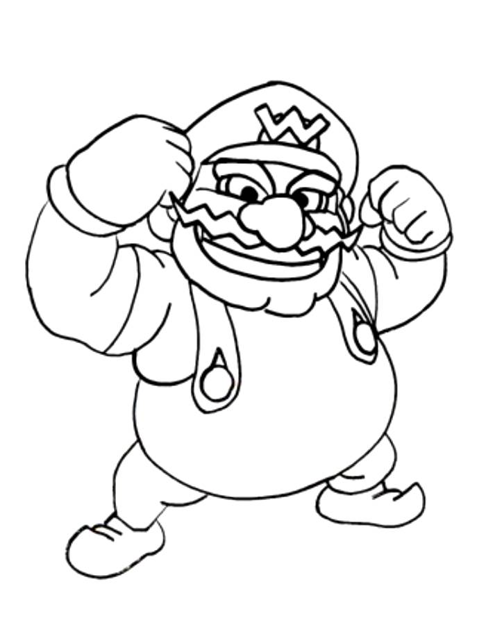 Super Smash Bros Wario Coloring Page