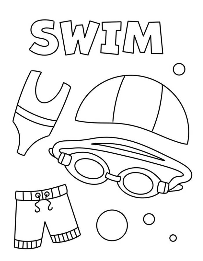 Swimming Equipment Coloring Page