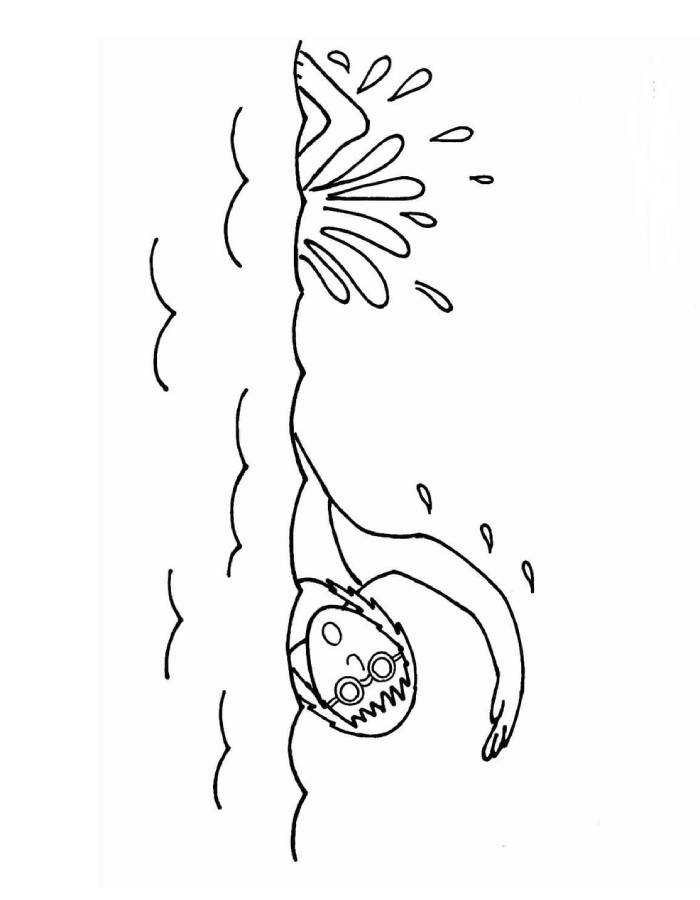 Swimming Simple Art Coloring Page