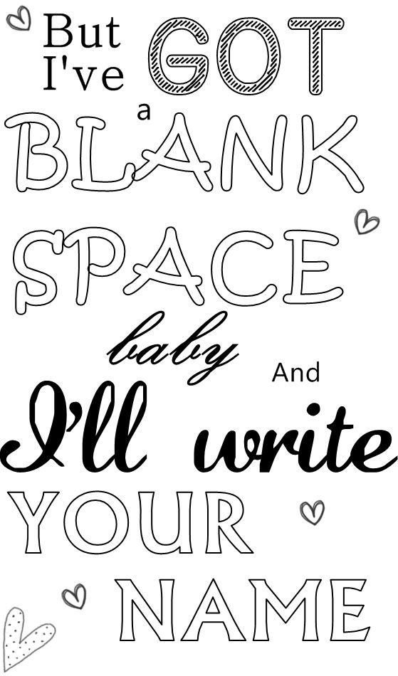 Taylor Swift Lyrics Coloring Page