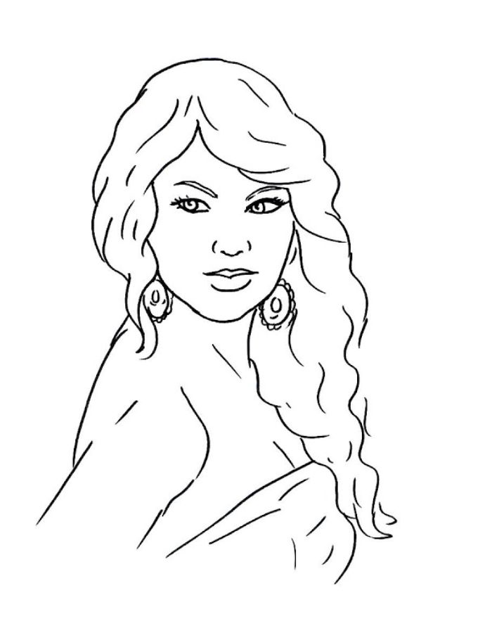 Taylor Swift Outline Sketch Coloring Page