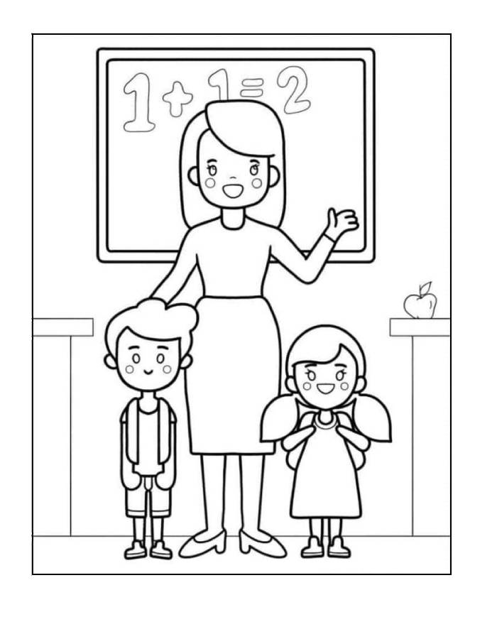Teacher And Students Teacher And Students Coloring Page