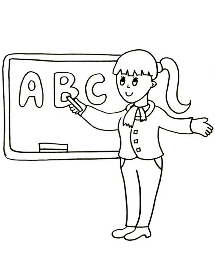 Teacher Drawing Easy Coloring Page