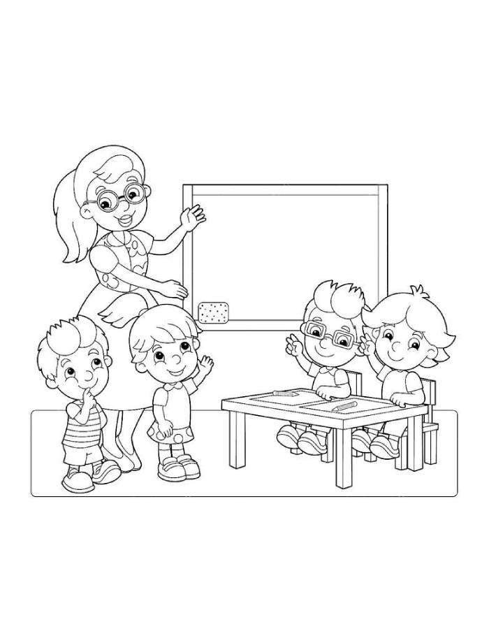 Teacher In Classroom Drawing Teacher In Classroom Drawing Coloring Page