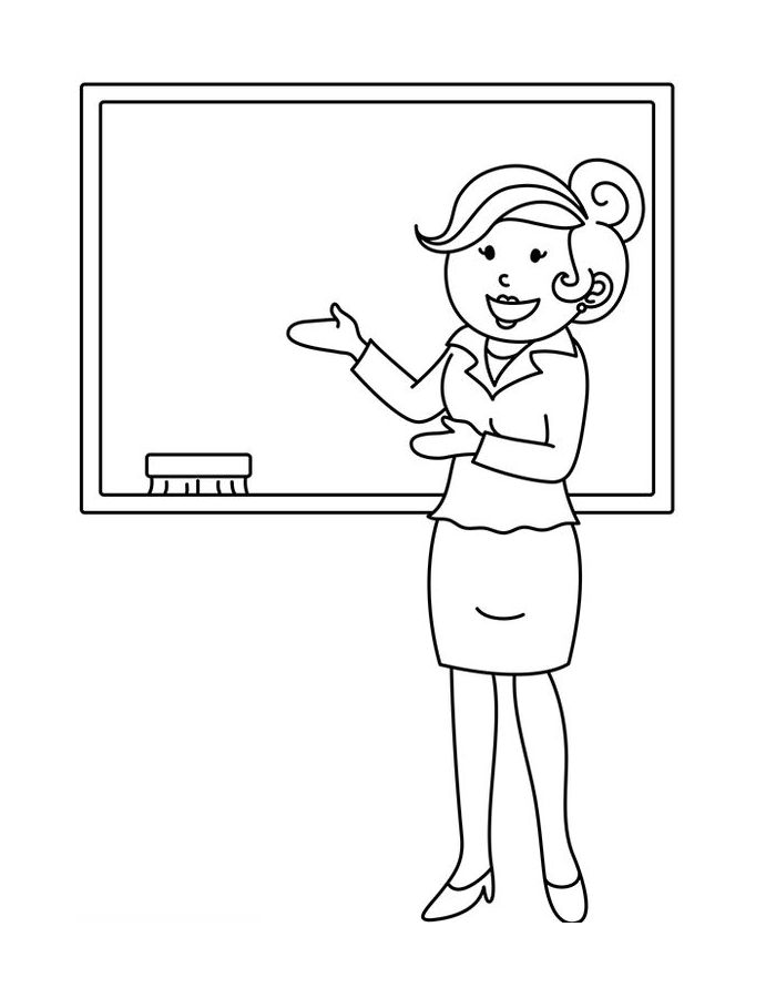 Teacher Line Art Coloring Page