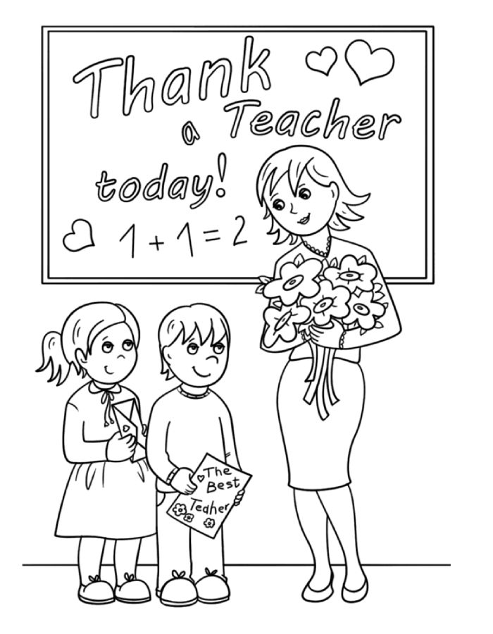 Teacher Students Coloring Page