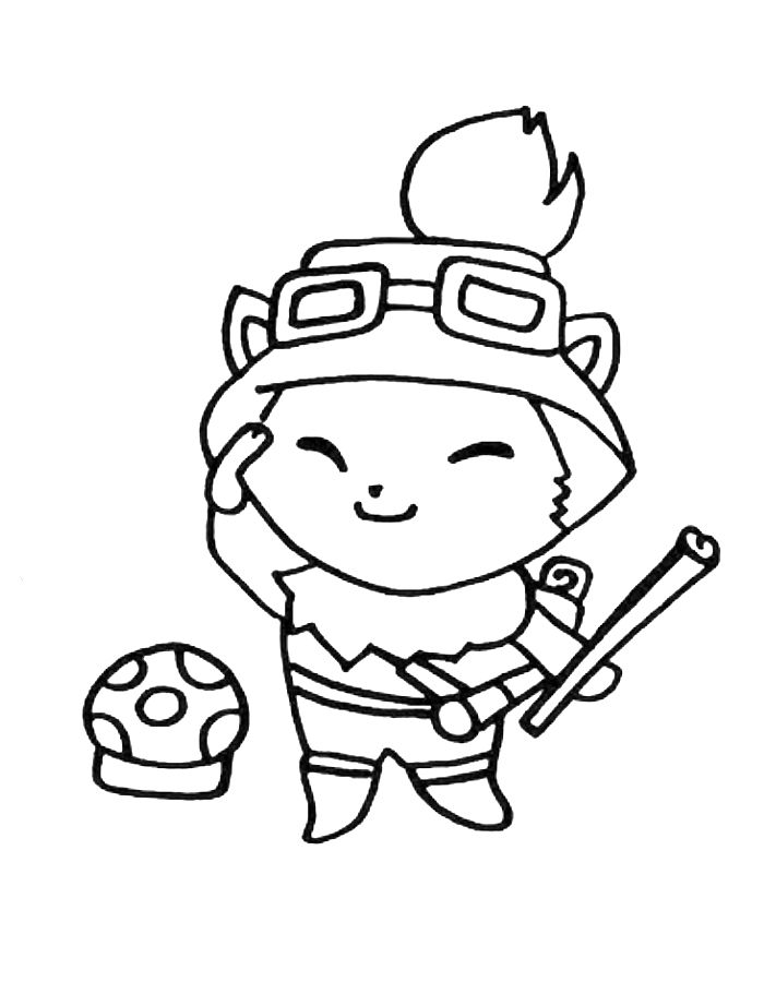 Teemo From League Of Legends Coloring Page