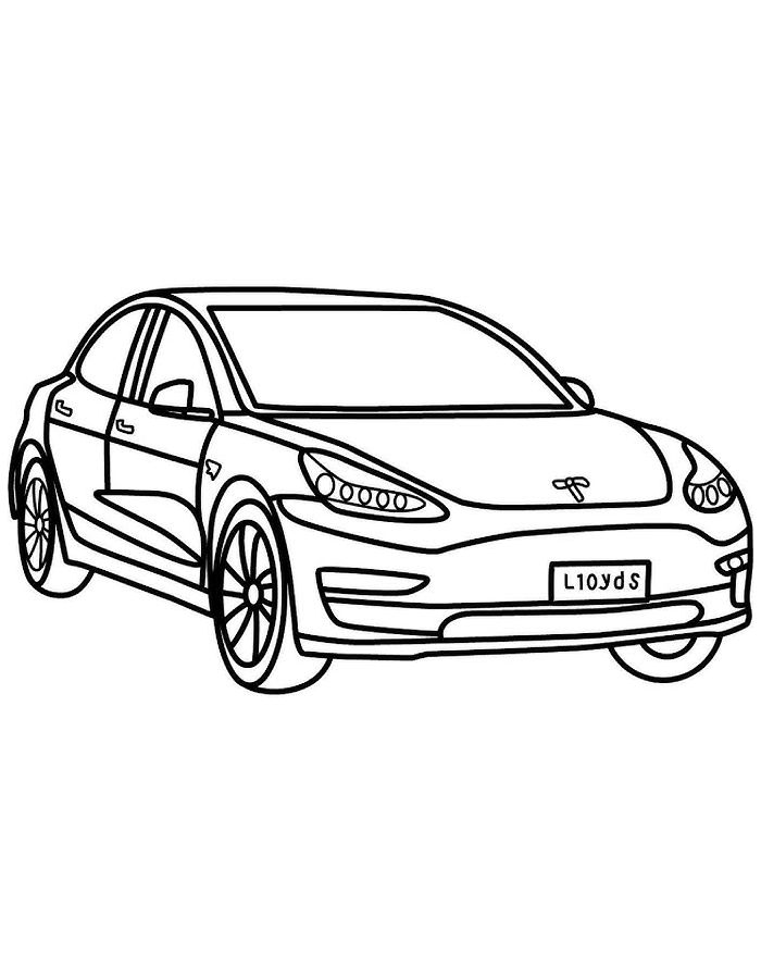 Tesla Model 3 Car Coloring Page