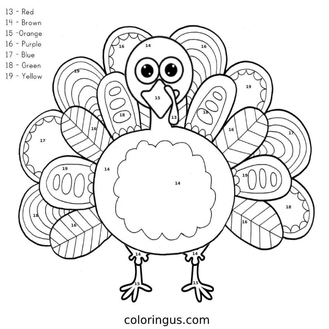 Thanksgiving Color By Number Coloring Page