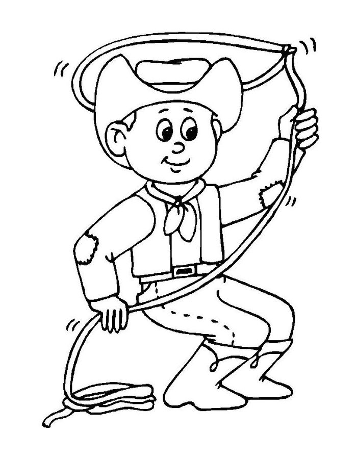 The Cowboy Throws The Rope Coloring Page