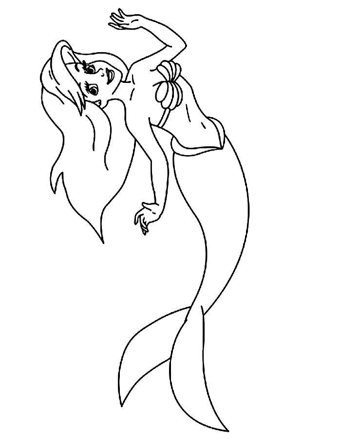 The Little Mermaid Easy For Kids Coloring Page