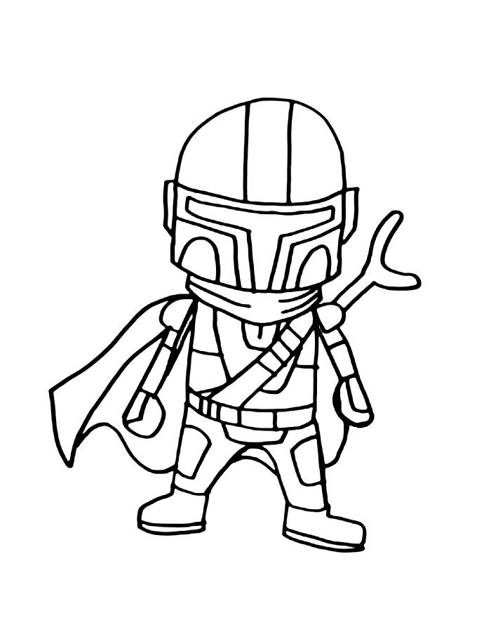 The Mandalorian Line Art Coloring Page