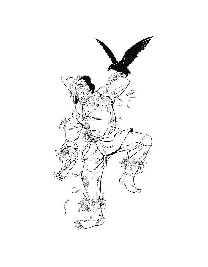 The Scarecrow In Trouble Coloring Page