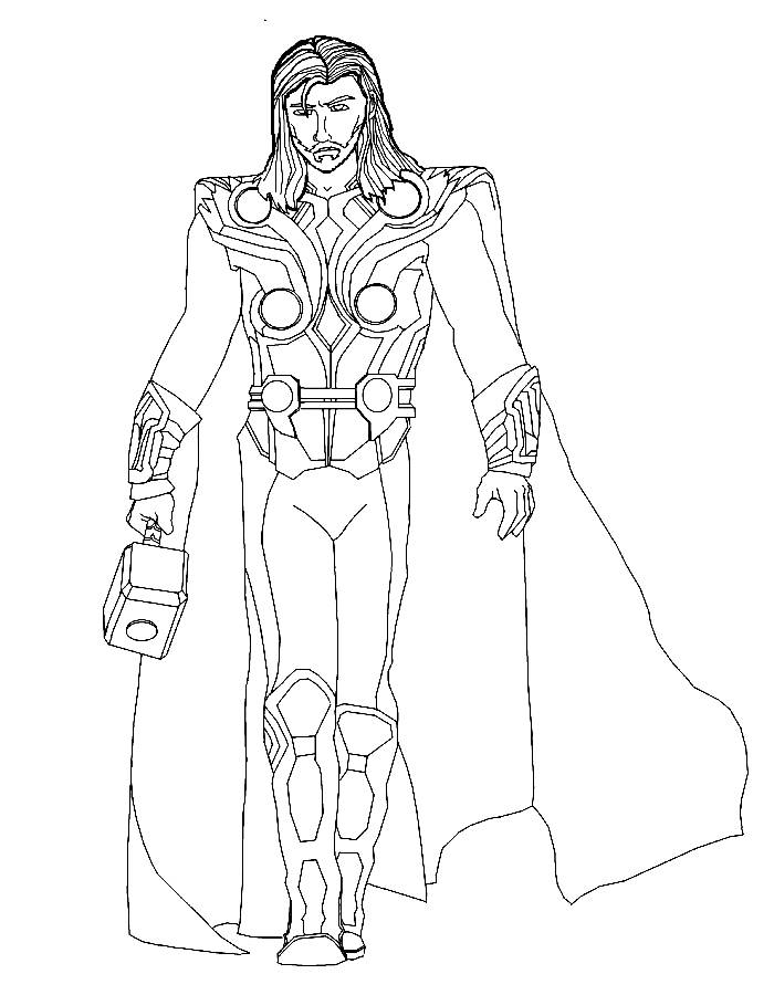 Thor Outline Coloring Page