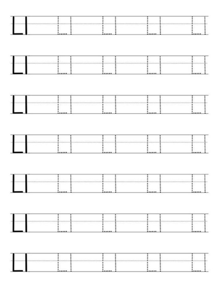 Tracing Letter L Worksheets Preschool Coloring Page