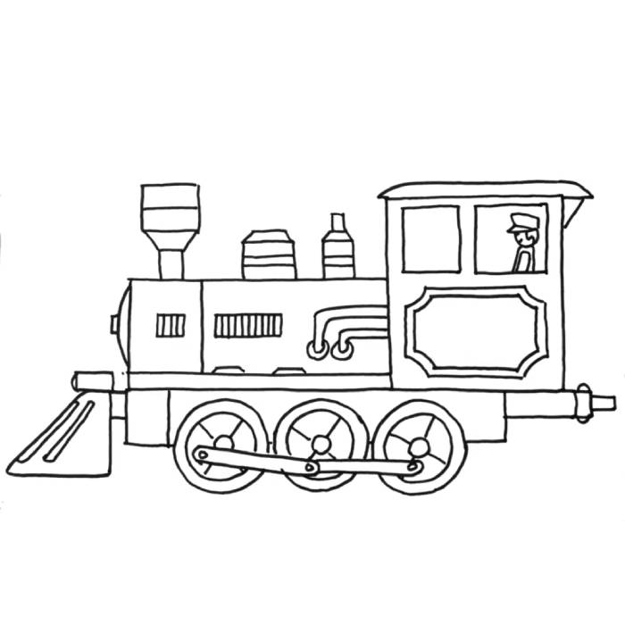 Train Engine Drawing Coloring Page