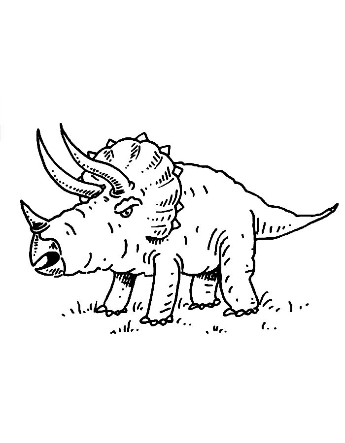 Triceratops Dinosaur Real Easy Coloring Page