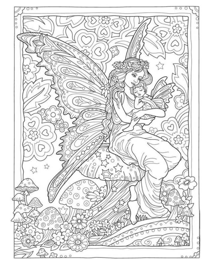 Trippy Fairy Art Coloring Page