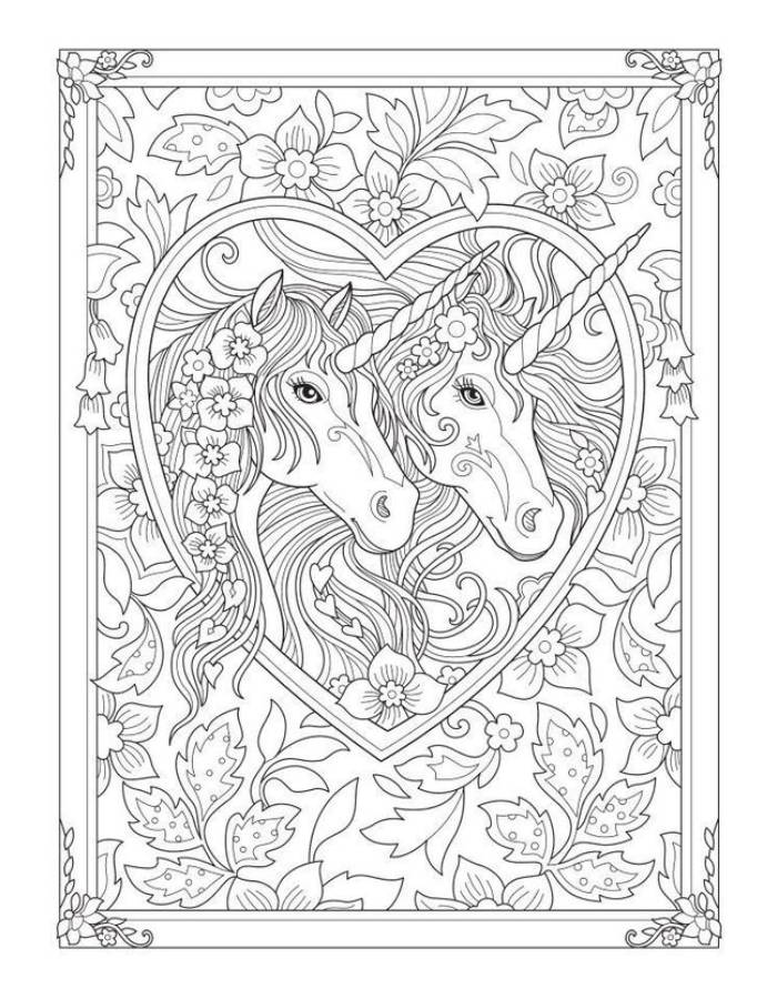 Trippy Unicorn Love Coloring Page