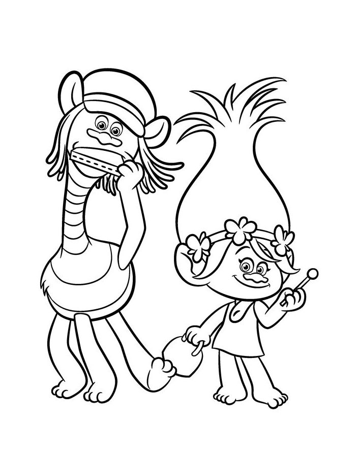 Trolls Picture To Color Coloring Page