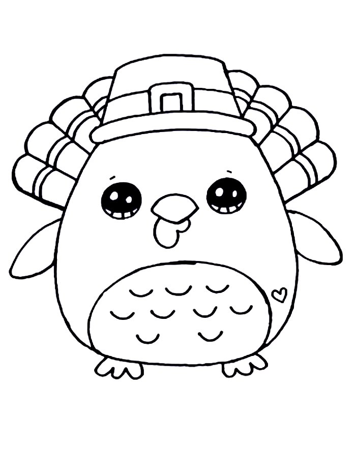 Turkey Easy Cute Thanksgiving Art Coloring Page