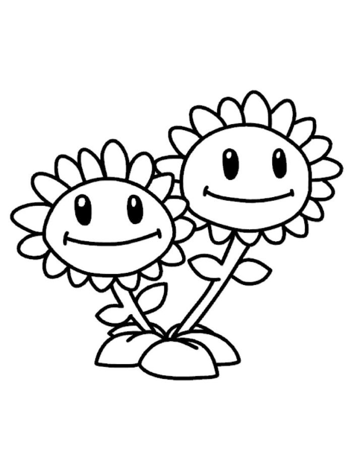 Twin Sunflower Coloring Page