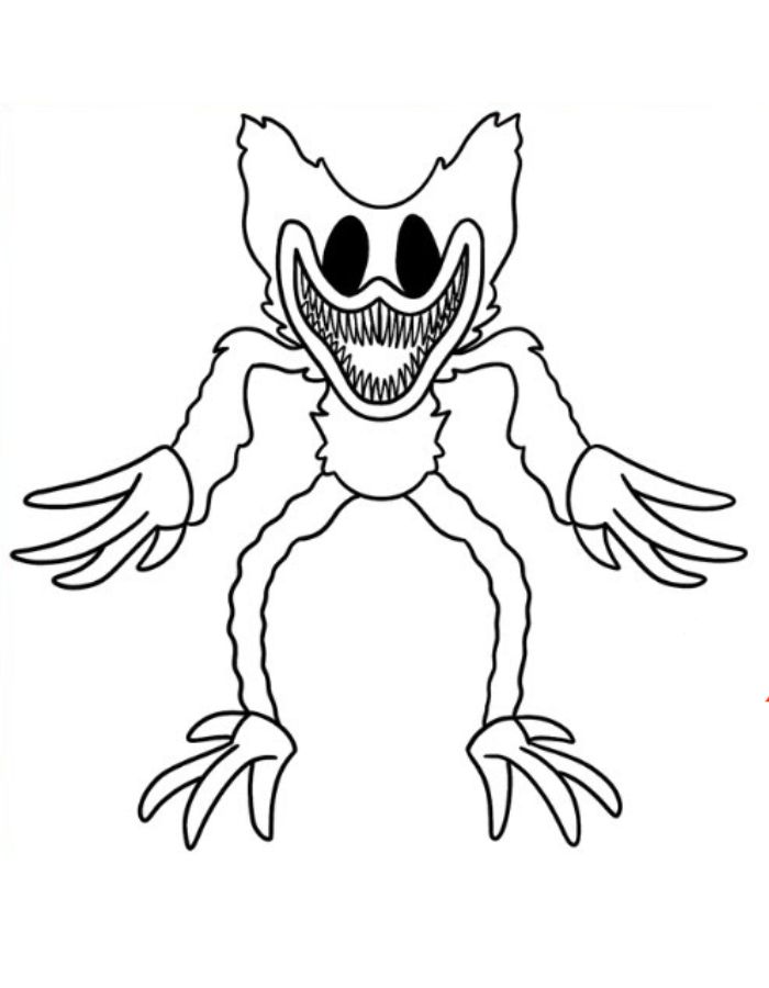 Twisted Nightmare Huggy Wuggy Coloring Page