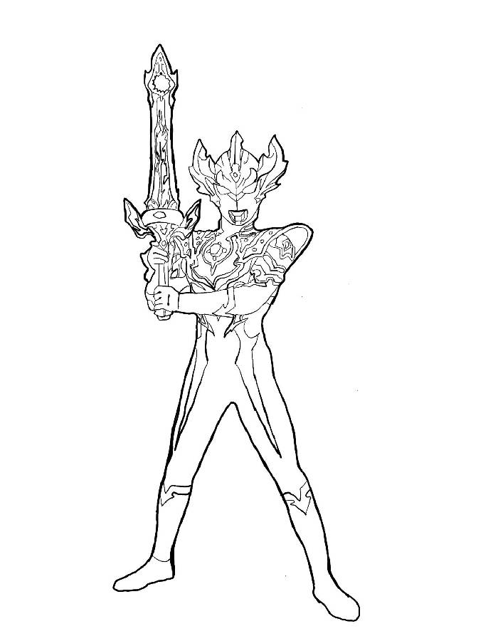 Ultraman Wielding Mighty Sword Coloring Page