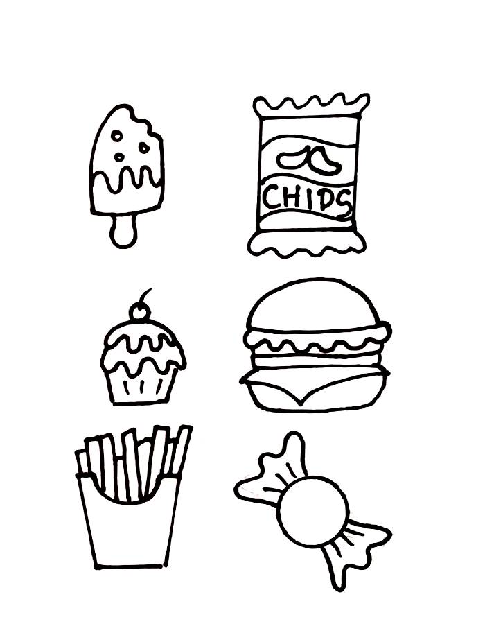 Unhealthy Foods Coloring Page