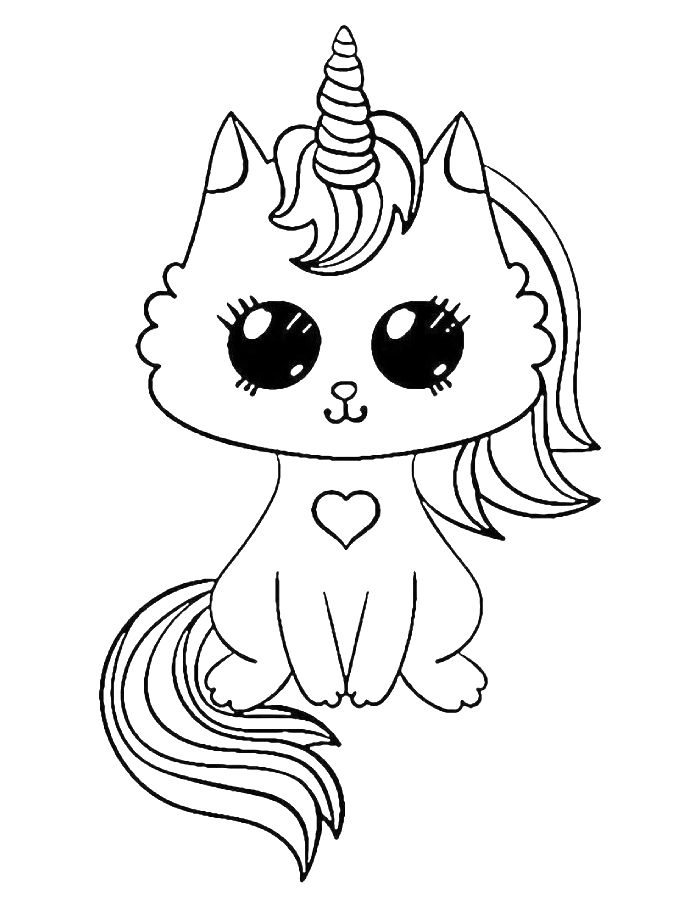 Unicorn cat  coloring page