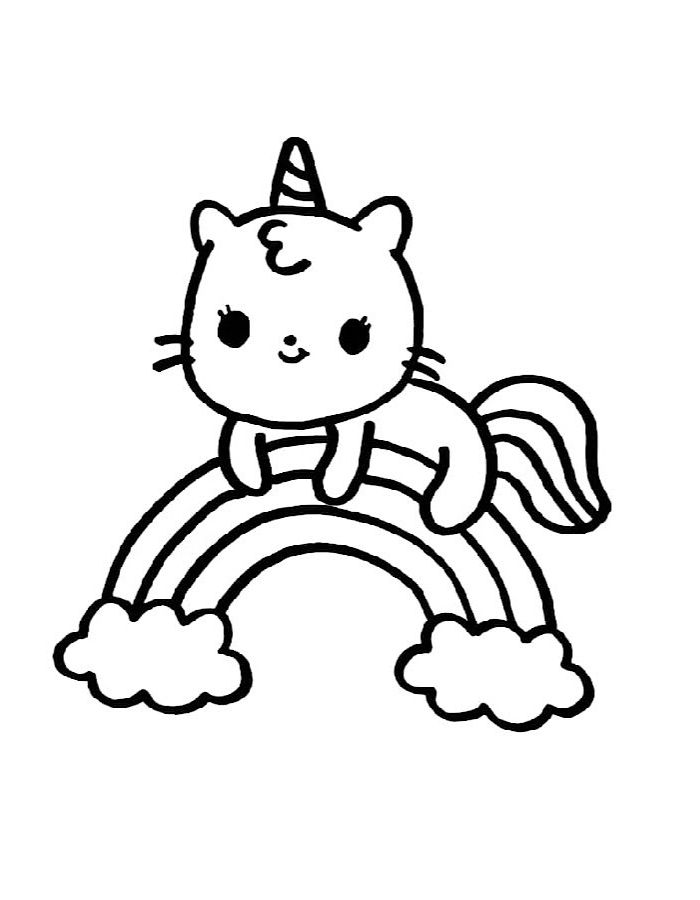 Unicorn Cat Drawing For Kids Coloring Page