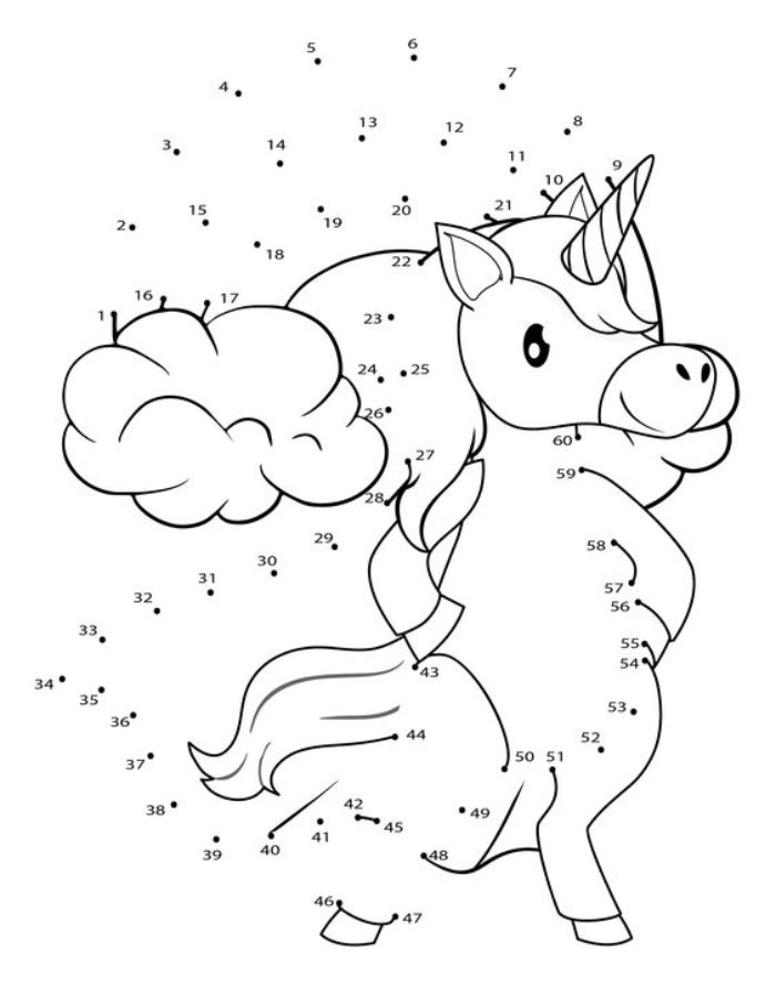 Unicorn Dot To Dot Coloring Page