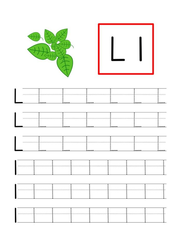 Uppercase And Lowercase Letter L Writing Practice Coloring Page