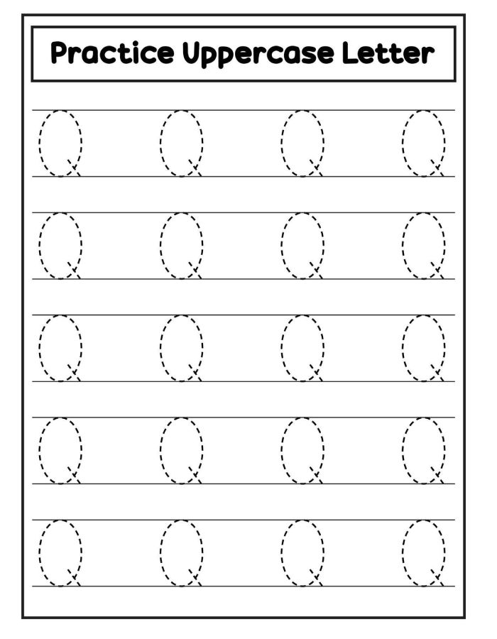 Uppercase Letter Q Handwriting Coloring Page