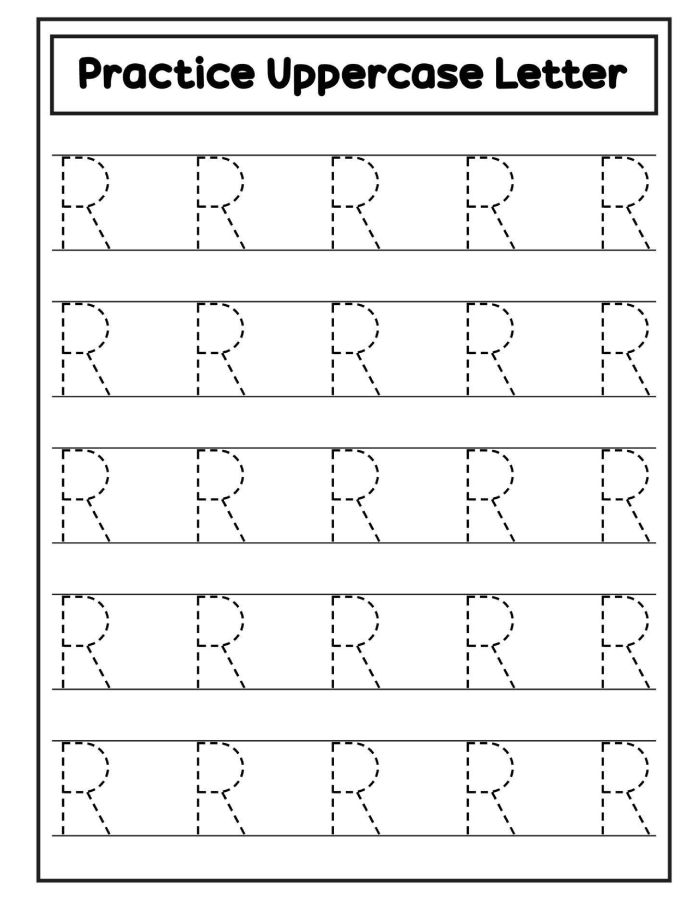 Uppercase Letter R Handwriting Coloring Page