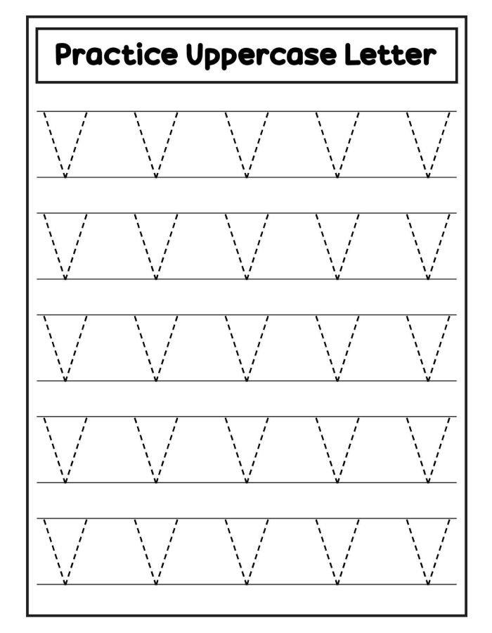 Uppercase Letter V Handwriting Coloring Page