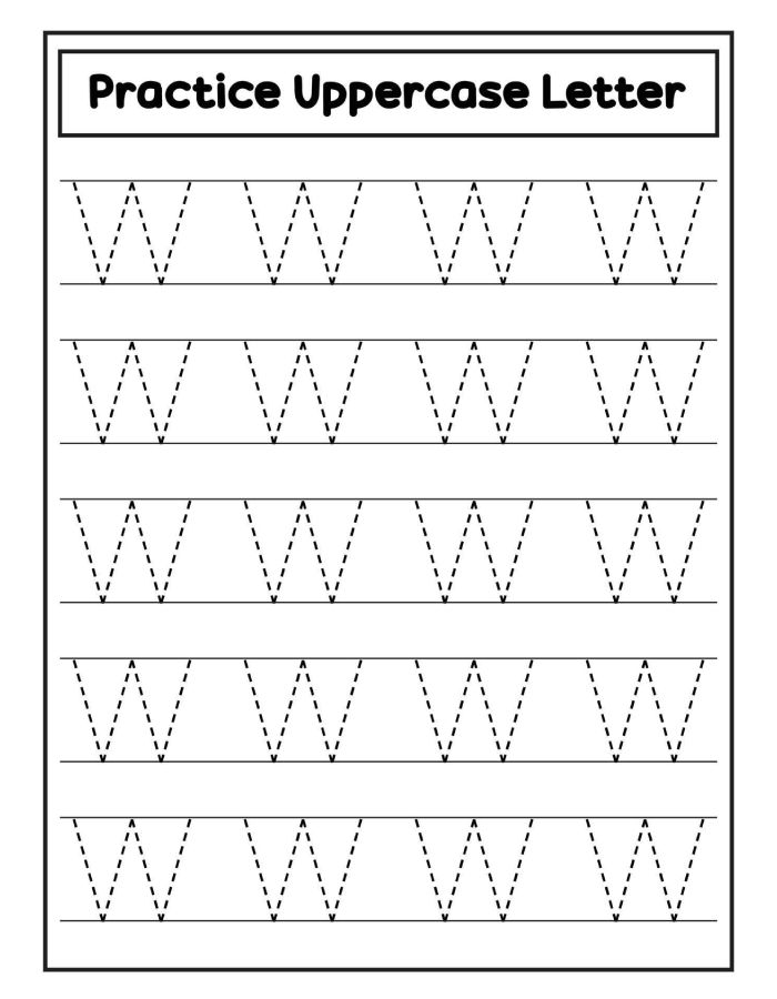 Uppercase Letter W Handwriting Coloring Page