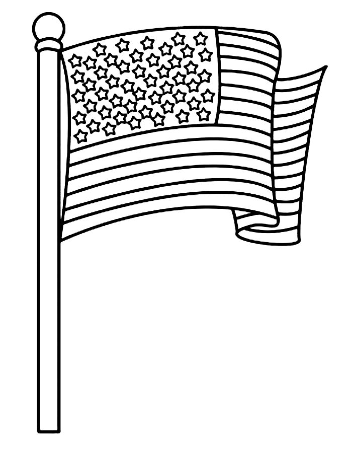 Us Flag Line Art Coloring Page