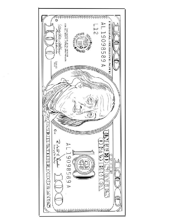 Us Money Art Coloring Page