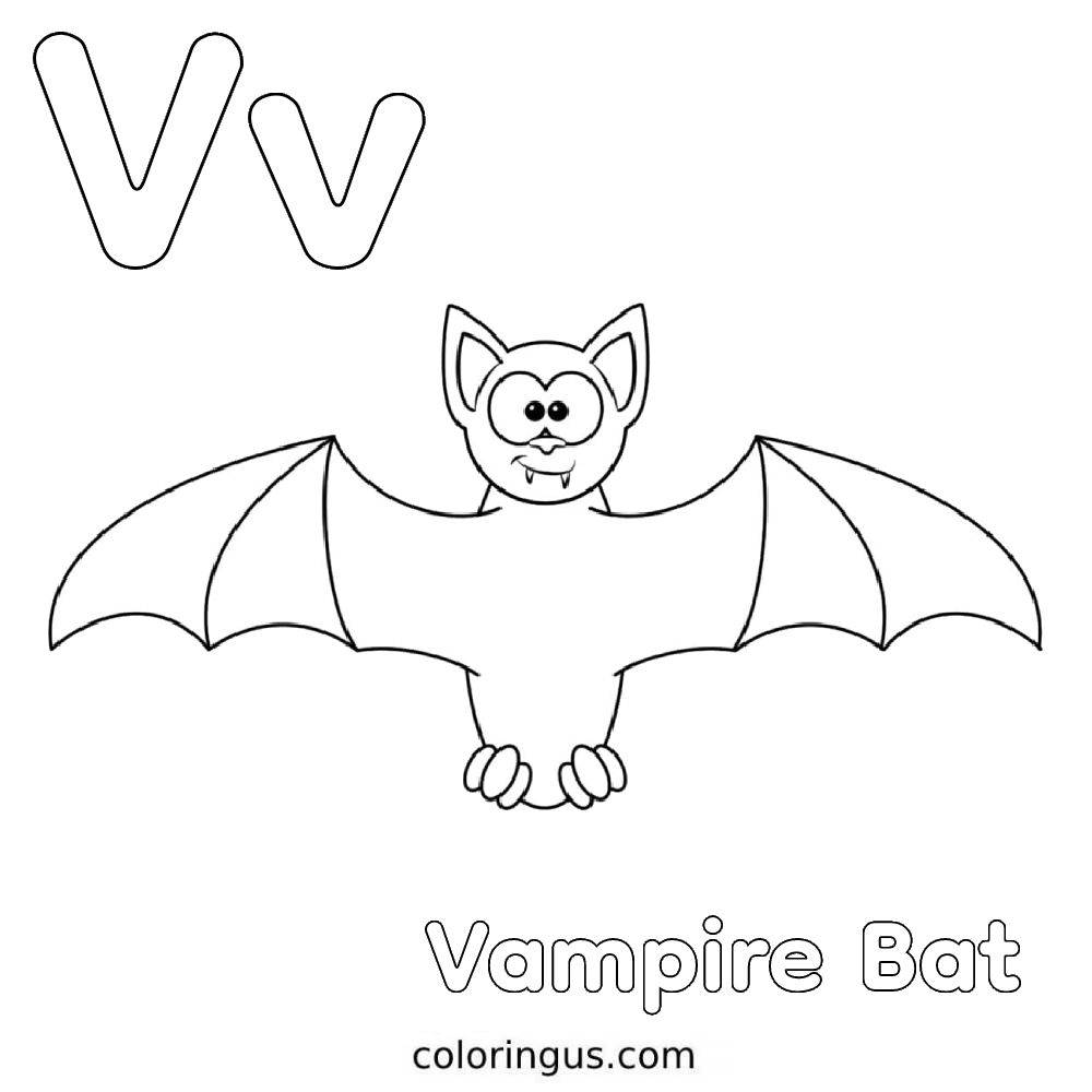 V For Vampire Bat Coloring Page