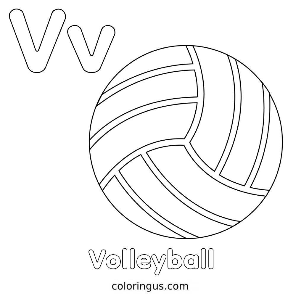 V For Volleyball Coloring Page