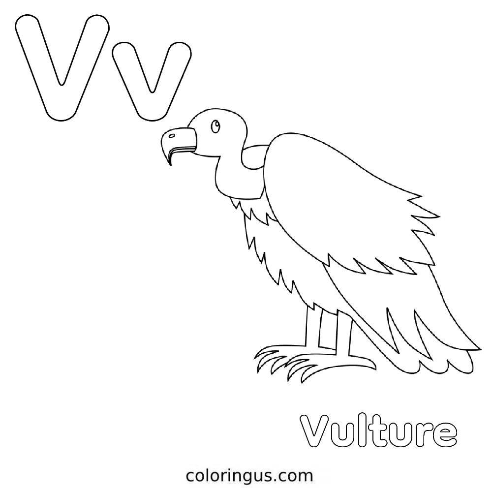 V For Vulture Coloring Page