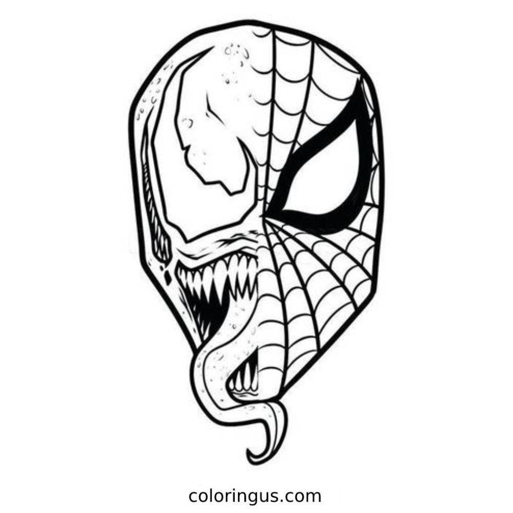 Venom Face Coloring Page