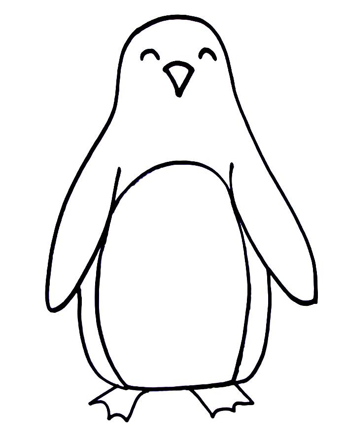 Very Easy Penguin Drawing Coloring Page