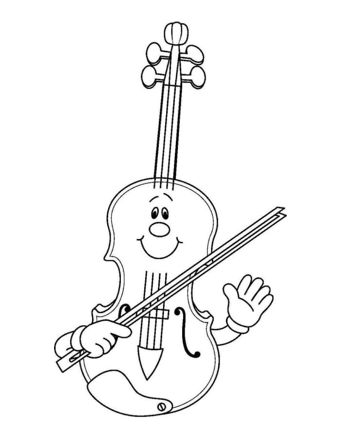 Violin Cartoon Coloring Page