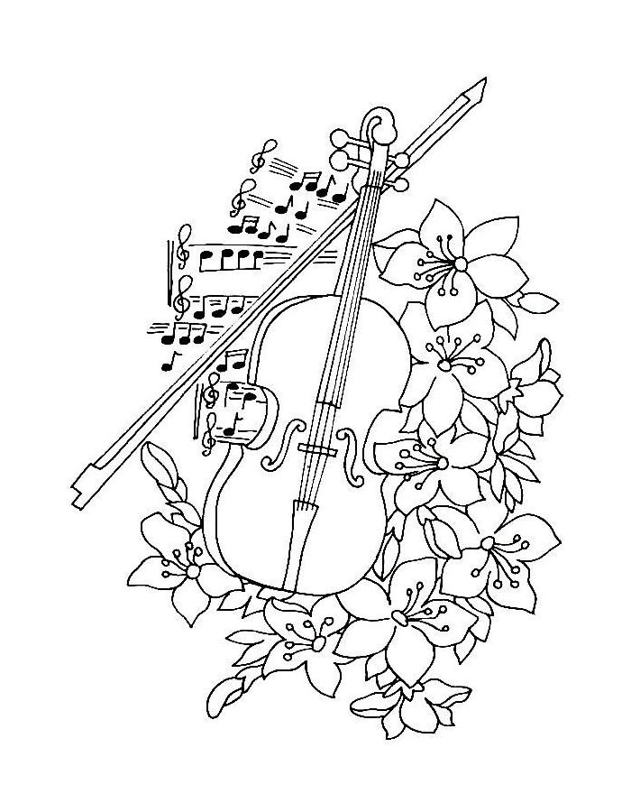 Violin For Adult Coloring Page