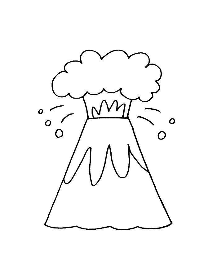 Volcano Easy Drawing For Kids Coloring Page