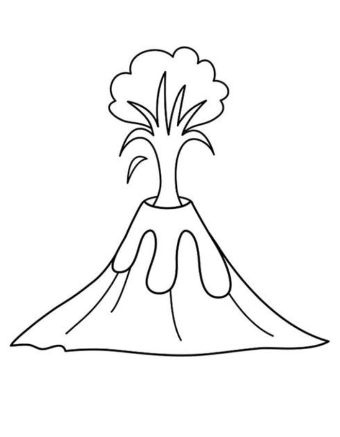 Volcano Outline Coloring Page