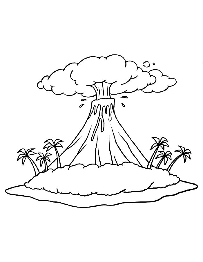 Volcano Preschool Coloring Page